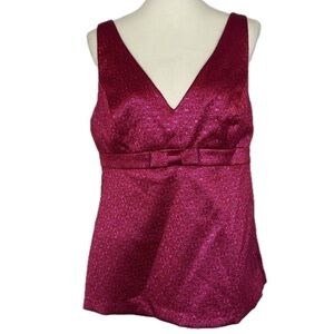 Trina Turk 'Loveliness' Metallic Jacquard Babydoll Top Pink Jewel Sz 12 Party
